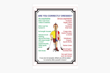 dress code sign for gol course